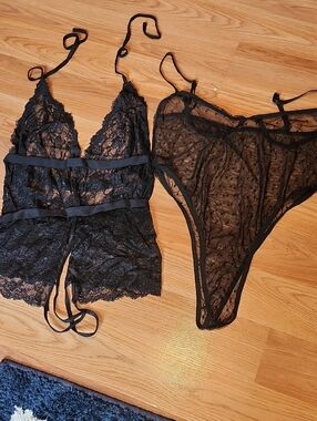 Sheer Lace Bodysuit Highwaist & Bodysuit W/Open Crotch